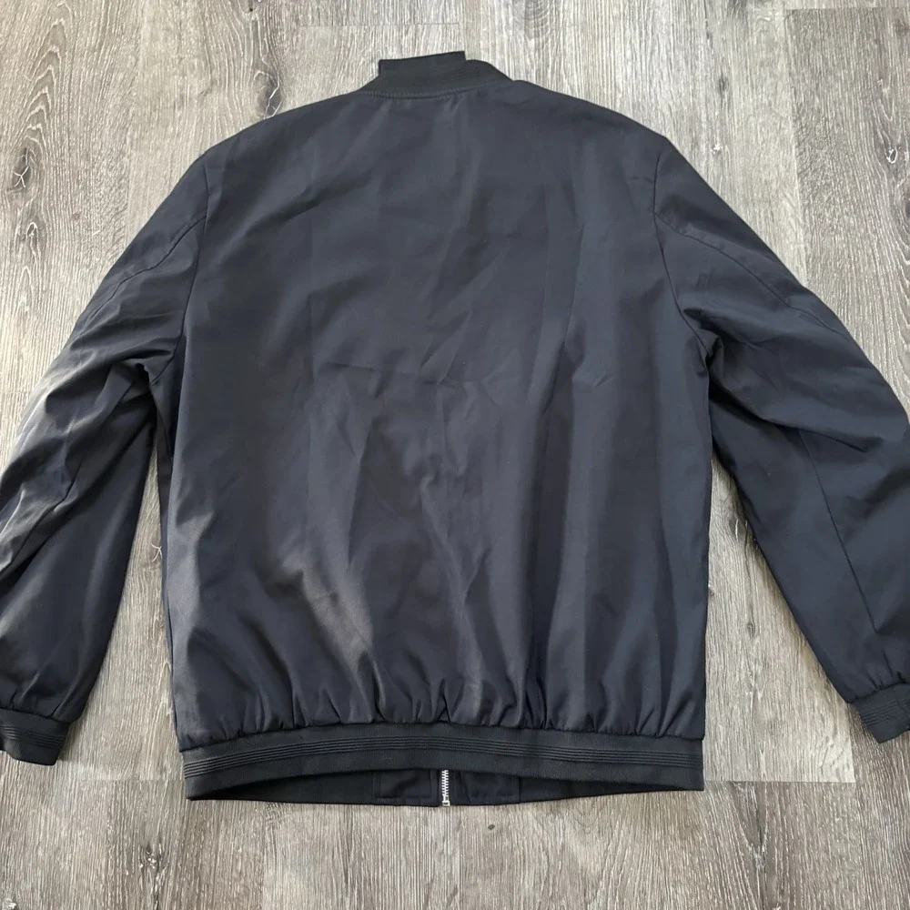 Wulful Men's Casual Lightweight‎ Windbreaker Bomber Jacket Black Size Large